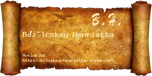 Bölcskey Henrietta névjegykártya