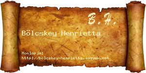 Bölcskey Henrietta névjegykártya